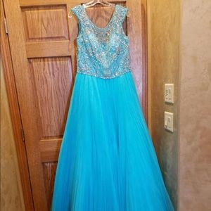 Aqua Blue Sherri Hill Prom Dress